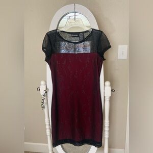 Y2K No Boundaries Black & Pink Glitter Mesh Party Dress | Medium (7/9)